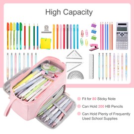 GetWill Pencil Case Large Pencil Pouch for Girls, Aesthetic Pencil Box Pencil Bag Organizer for School Student Office Supplies, Back to School Supplies Gifts (Pink Color)