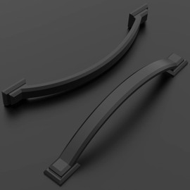 Amerdeco 10 Pack Matte Black Cabinet Pulls 4 Inch(102mm) Hole Centers, Handles for Kitchen Cabinet Hardware, Arch Cabinet Handles for Bathroom Dresser Drawer Handles ZH0016