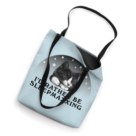I'd Rather Be Sleepmaxxing Sleeping Wellness Cute Sleepy Cat Tote Bag