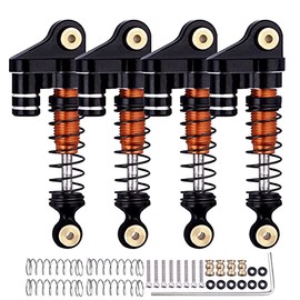 for Axial SCX24 Aluminum Shocks Threaded Mini Scale Absorber fit 1/24 RC Crawler Accessories, 4PCS (Black&Orange)