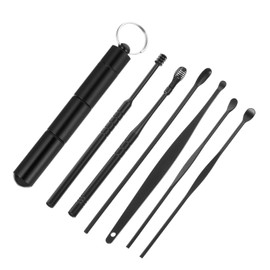 IWOWHERO 6Pcs Ear Wax Removal Kit Stylish Stainless Steel Tools for Ear Cleaning Portable and Convenient Design for Adults for Home Use and Travel