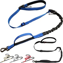 JingJoul Dog Leash, Hands Free - 6-in-1 Reflective Bungee Leash Design for Large & Medium Dogs, Adjustable Nylon Belt for Running, Hiking & Daily Walks (Black)