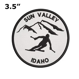 Sun Valley, Idaho Skier Embroidered Premium Patch DIY Iron-on or Sew-on Decorative Badge Emblem Vacation Souvenir Travel Gear Clothes Appliques Wildlife Explore Nature