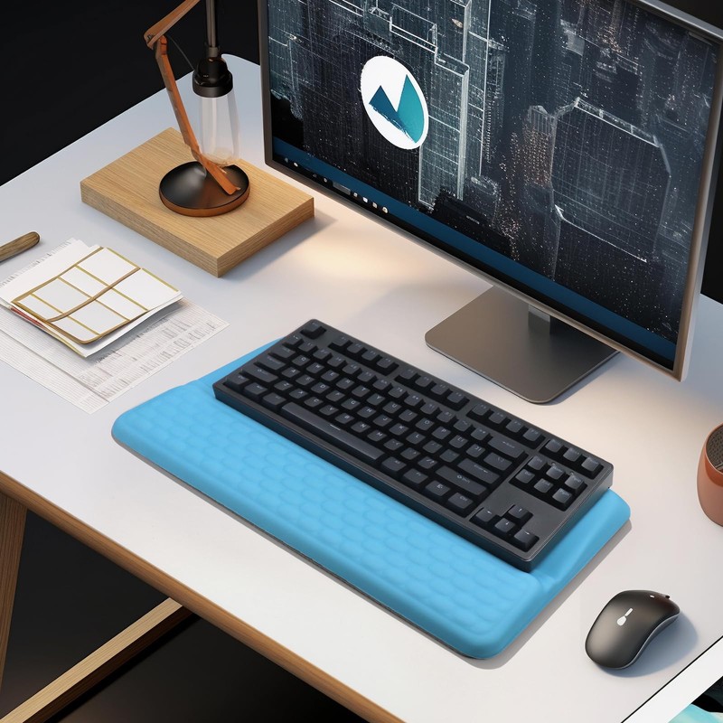 Computer Keyboard Stand Pad with Wrist Rest, Ergonomic Comfy Tilted