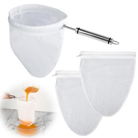 WMKGG Ultra Fine Mesh Strainer Bags,Cheese Cloth Bag for Straining, with Stainless Steel Handle Frame for Juices,Nut Milk,Fresh Cheese,Yogurt (Large Size)(9.15"Wx13.6"D)