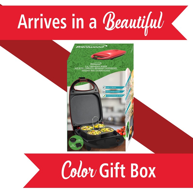 Brentwood TS-256R 530-Watt Mini Sous Vide-Style Egg Bite Maker (Red)