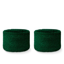 Couver Wrist Sweatbands Absorbent Sweatbands for Tennis Football Basketball Running Athletic Sports and Working Out - Dark Green Solid Cotton Terry Colth Sport Wristband(1 Pair)