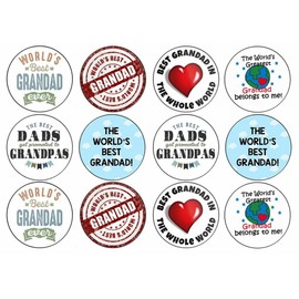 24 x Grandad Birthday 4.4cm Edible Wafer Card Disc Cupcake Toppers (NOT PRE Cut)