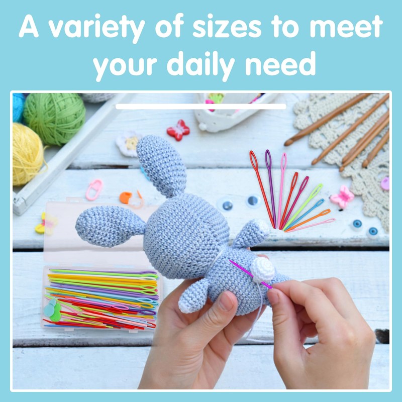 UOOU 67 PCS Plastic Needles, 5 Sizes Yarn Needles, Darning