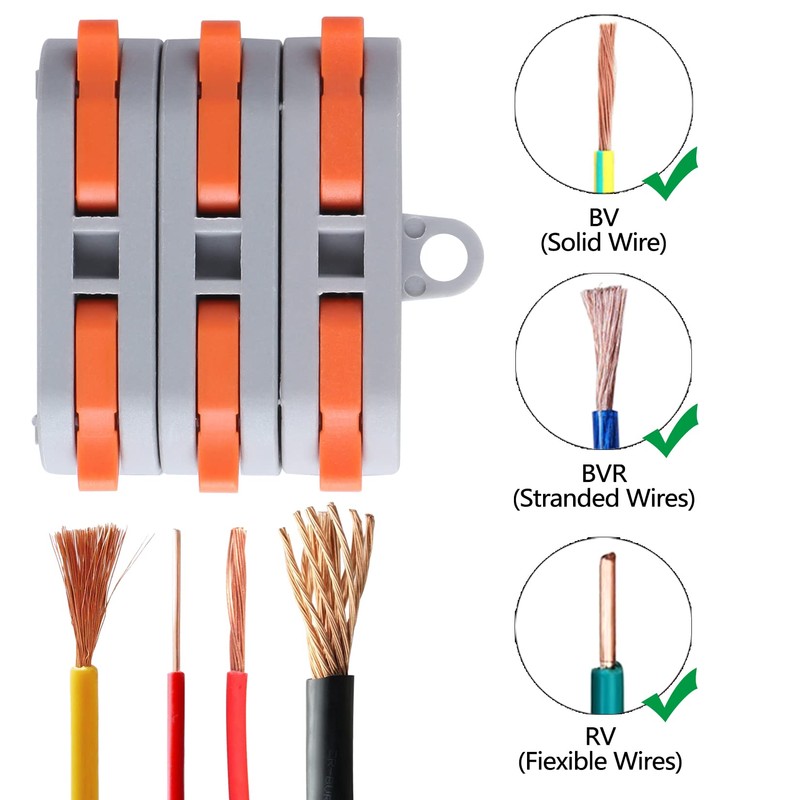 XHF 90pcs Compact Lever Connectors - Electrical Wire Terminals for