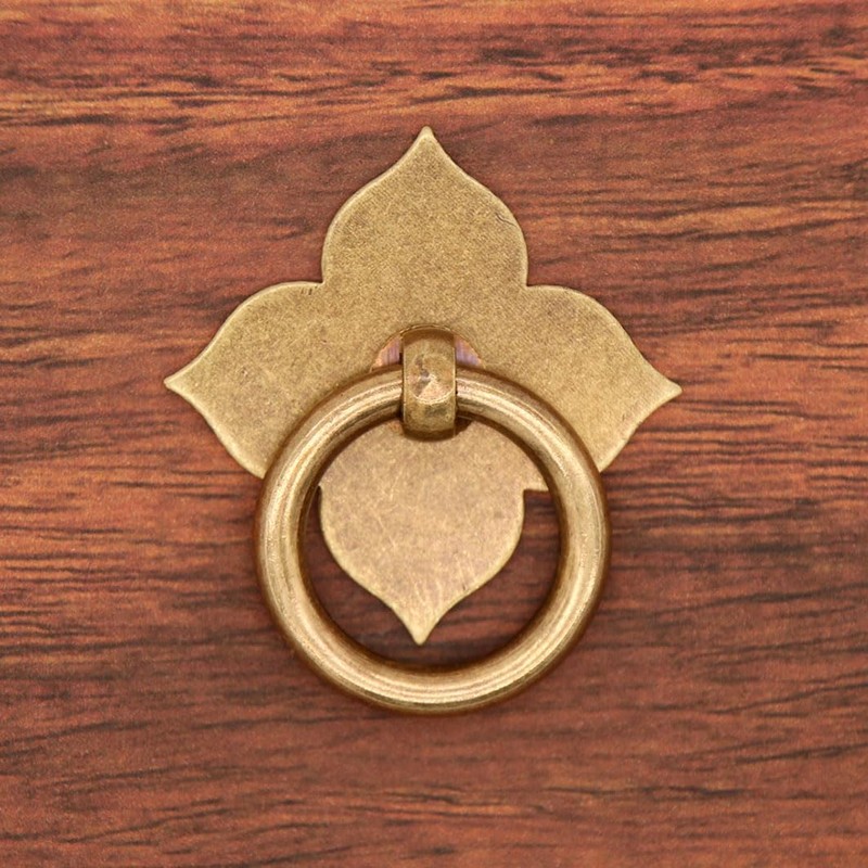 LXZ 6 PCs Vintage Antique Brass Ring Pulls with Four-Leaf