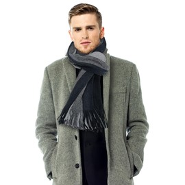 TUONYIS Men's Scarf Men Winter Cashmere Scarf Warm Winter Scarf Winter Mens Scarf Warm Soft Cashmere Feel Scarves Autumn Winter Tartan Scarf Plaid Scarf Gifts for Men One Size (Stripe)