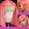 PANDA ANGEL Pink Bob Wig Human Hair 13X4 HD Pink