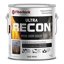 Fiberlock Ultra Recon Premium Smoke Odor Sealer, White, 1 Gallon, Encapsulates Malodors on Structural Surfaces & Blocks The Toughest Stains, Ideal for Fire Damage Restoration Projects