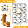 E-far Muffin Pan 12-Cup, Stainless Steel Cupcake Pan Metal Muffin