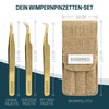 KLINGENHELD® NEU Profi Wimpern Pinzetten Set mit ComfortGrip-Spitzen & Anti-Rutsch