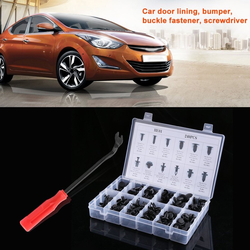 240pcs Universal Mounting Clips Plastic Car Push Pin Rivet Trim