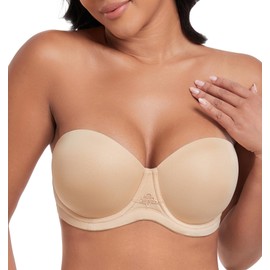 DotVol Women's Multiway Strapless Bra Plus Size Full Figure Underwire Contour Pretty Back Bra(Beige,38F)