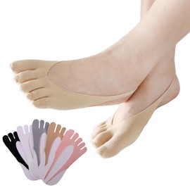 Simoda 5 Paar Damen Orthopädische Kompressionssocken Füßlinge Zehensocken Invisible Halbe Socken mit Non-Slip Schlinge