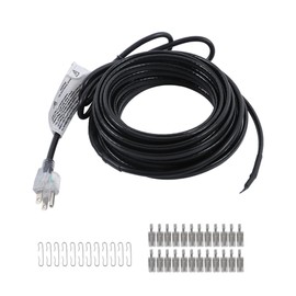 LiGuVCY Heating Cable for Metal And Plastic Gutters/Downspouts, Self-Regulating Roof Snow Deicing Heat Tape for Freeze Protection, for Melting Snow on Roofs (30FT, With Aluminum Hooks and Clips)