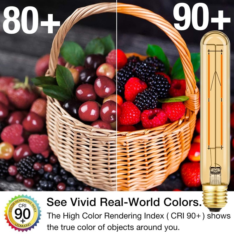 Leools Amber T10 LED Bulb 8W Equal E26 Edison Bulb