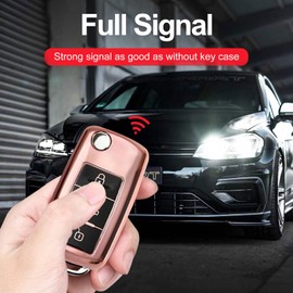 Pack of 2 Car Key Case, Key Box, Car Key Protective Case Compatible with VW Polo, Passat, Skoda, 3-Button Key Case (Blue + Rose Gold)