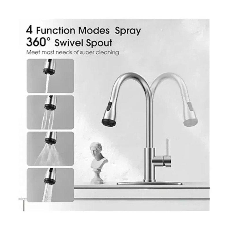 WaterSong Touchless Kitchen Faucet Sink w/ Smart Sensor WS062200 Brushed