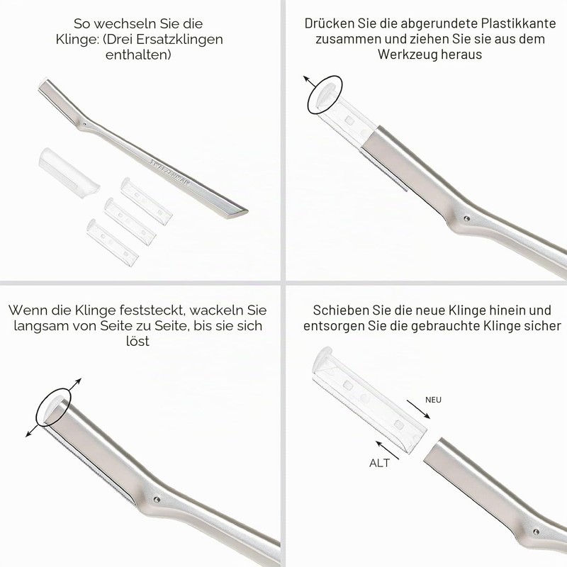 TWEEZERMAN Replacement Blades for Facial Hair Razor (Pack of 4)