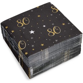Paquete de 100 servilletas a granel para decoración de fiestas, 2 capas, negro y dorado (6.5 x 6.5 pulgadas)