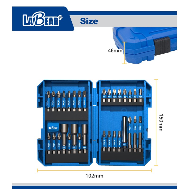 LaBear 33-Piece,Impact Screwdriver Bit Set, Nut driver set, Impact rated,