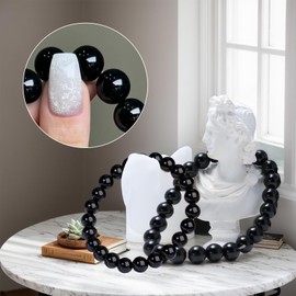 Carreneu Pack of 2 tourmaline bracelets, black, suitable for men and women, can be given as a gift for family, friends and colleagues (8 mm, 10 mm)