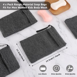 DIVINA VITAE 4Pack Exfoliating Soap Pouch Nylon Soap Saver Bag Mesh Soap Bag Body Scrubber Rough Sponge Exfoliator for Bath Shower Women Men