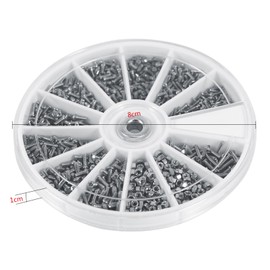 KooingTech 600pcs Nut and Stud Assortment Kit, 12 Kinds M1 M1.2 M1.4 M1.6 Screws and Nuts for Watches, Glasses, Electronic Products and Other Maintenanc