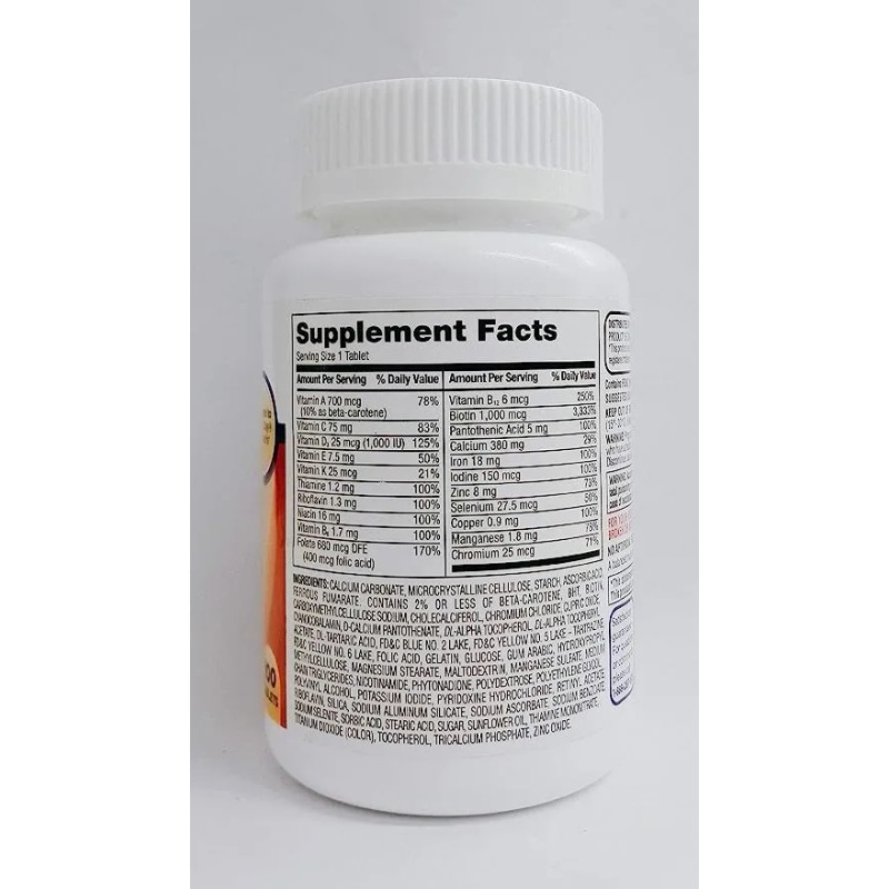 Multivitaminico Para Mujer Equate One Daily Wome´s 100 Tab. Sabor