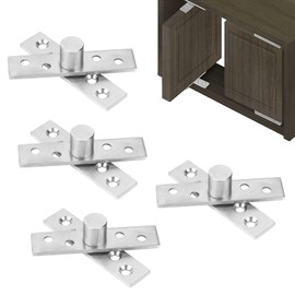 Bebochoi Pack of 4 Hidden Door Hinges, Rotating Door Pivot Hinge, 360° Rotatable Door Hinges, Stainless Steel, Centre Pivot Hinge, Mounting for Front Door or Window, Cupboard (74.8 x 17.6 mm)