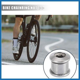 A ABSOPRO 5pcs Silver Tone 8.5mm Chainring Nuts Steel Bicycle Chain Ring Bolts Nuts Double Chain Wheel for Road Bike Mountain Bike Item Replacement