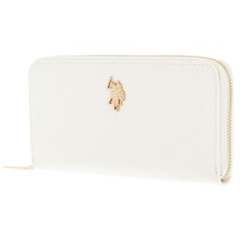 U.S.POLO ASSN. Polyurethane Wallet for Women, Cream White, Casual