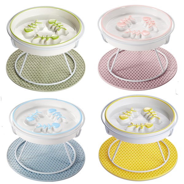 Raised Cat Dog Slow Feeder Bowl with Stand, Cat Slow
