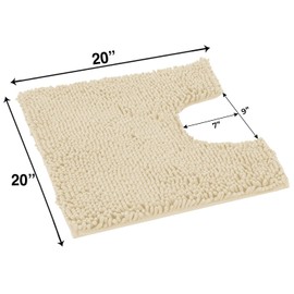 LuxUrux Bath Mat-Extra-Soft Bath Shower Bathroom Rug, Chenille Microfiber Material, Super Absorbent Bath Rug. Machine Wash & Dry (50 x 50 cm, Cream)