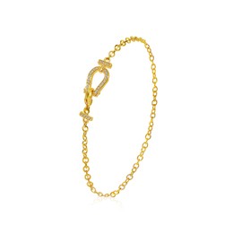 S Horseshoe Bracelet for Women with Palladium, Gold Plating and Cubic Zirconia,Horse Bracelet Jewelry Gifts for Mother Wife Sister Wedding Birthday Christmas Mother's Valentine's Day,7.5"