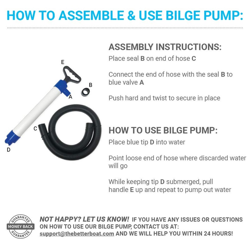 Manual Bilge Pump for Boats, Kayak, Canoe, Hand Water Pump