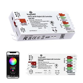 WeiguoIOT ESP32 WLED Digital LED Strip Controller with Microphone,Music Sync, USB-C, 5-24V, RGB RGBW RGBCCT DIY Lighting App Control Addressable Strip Controller (DOM-WLE-AM with Mic)