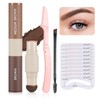 Eyebrow Stencil Stamp Set, Two-Tone Waterproof Eyebrow Powder Kit, Long