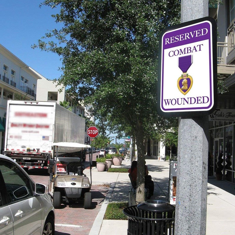 VictoryStore Parking Signs: Reserved Wounded Combat Parking Aluminum Sign, Size