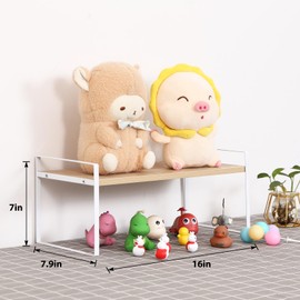 YGYQZ Wood Office Desk Shelf Organizer - Desktop Supplies Cute Dresser Top Organization Storage Rack and Cubicle Decor Aesthetic Bookshelf for Women Man and Kids (White Wood-Single Tier)