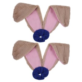 IWOWHERO 2pcs Plush Bunny Ear Hair Ties Elastic Hair Ropes for Women Soft Comfortable Ponytail Holders Feminine Touch