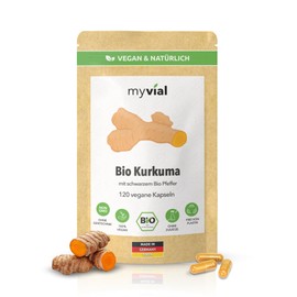 Organic Turmeric Capsules High Dose with Black Pepper - Pack of 120 - 600 mg Turmeric - Vegan, No Additives, Plastic-Free, Produced in Germany