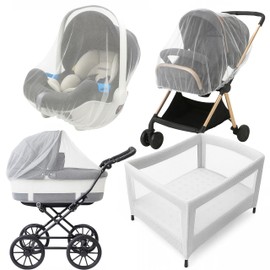 Enovoe Mosquito Net for Baby Stroller and Crib - Durable Mesh Bug Net Cover with Elastic Edge - Fits Strollers, Bassinets, Playards, and Mini Cribs - Travel Essential for Newborns - 63x64-Inch (White)