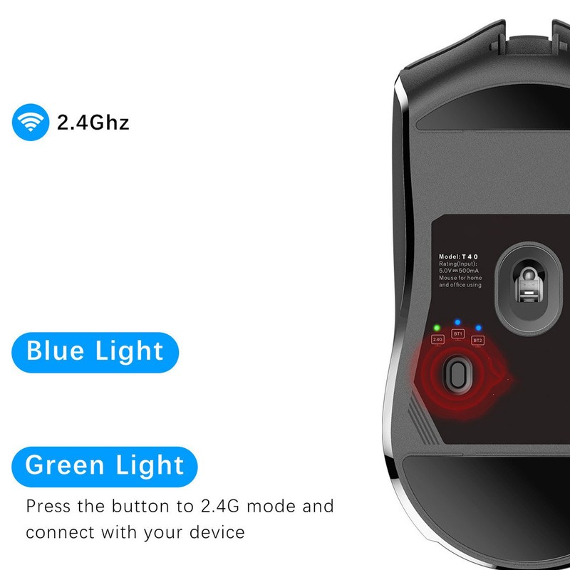 Wireless Mouse Triple Mode 1000 to 4000 DPI Silent Click