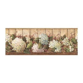 York Wallcoverings HK4643BD Best Of Country Hydrangea Khaki and Brown Water Activated Border